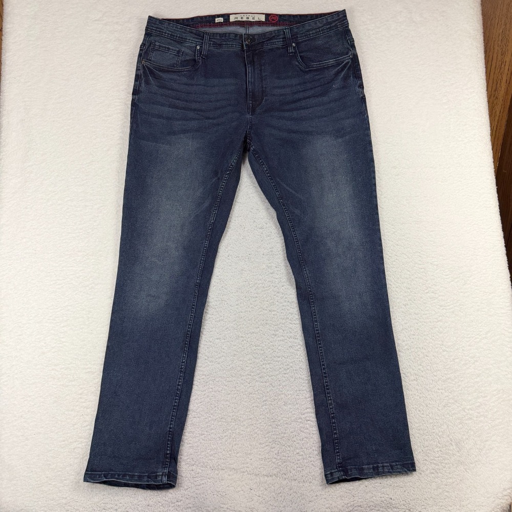 Artful Rebel Jeans Mens 38x32 (39.5x31) Reg Fit Tapered Leg Stretch Denim Blue